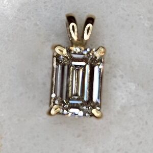14K Gold 2.20 Carat‎ Emerald Cut Lab Grown Diamond Pendant